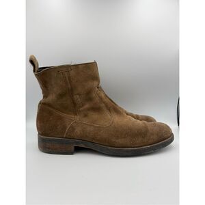 Ecco Mens Brown Suede Leather Side Zip Chelsea Boots Size 45